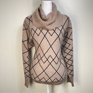 Design History anthropologie‎ casual Brown and Black swater cowl neck size M